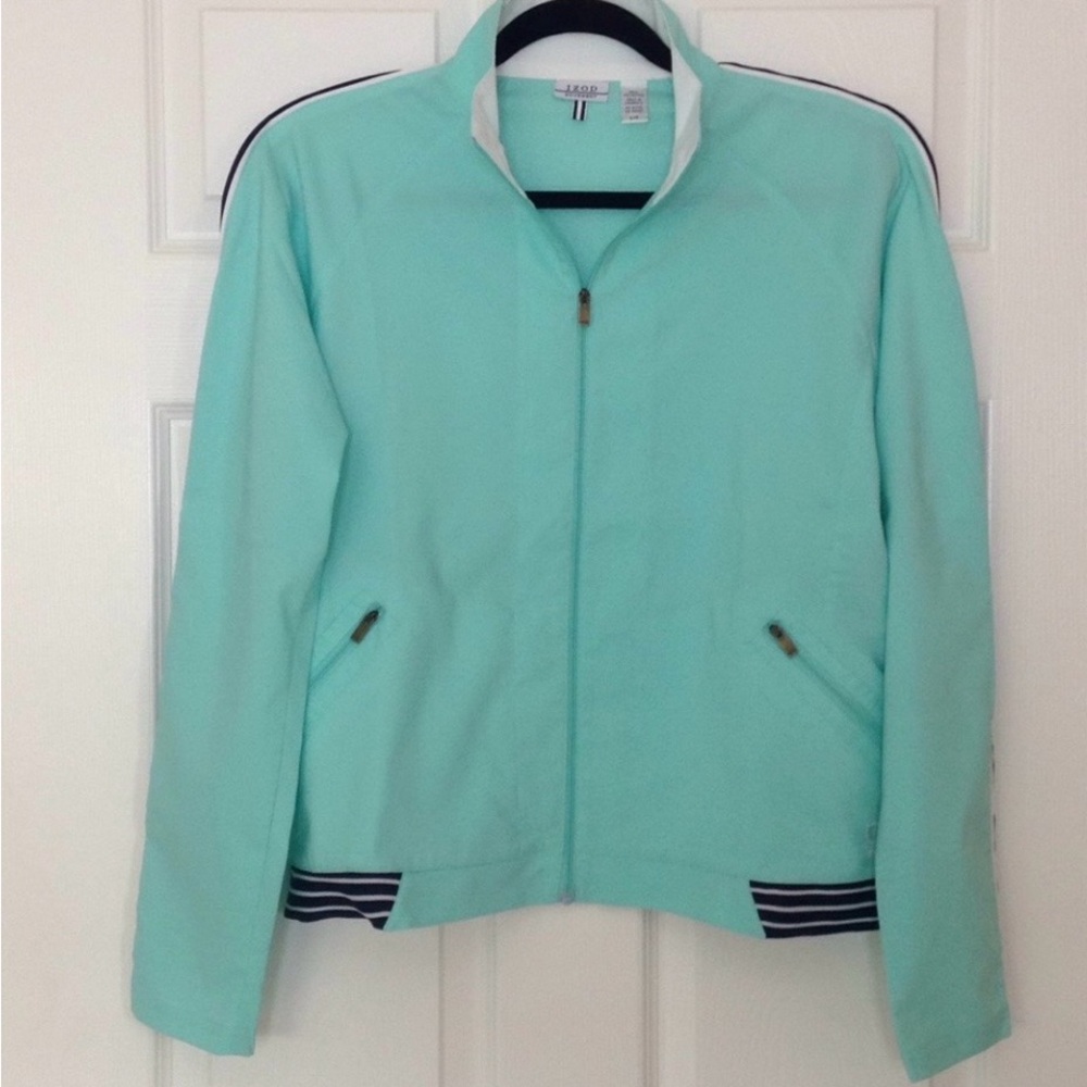 IZOD Light Aqua Active Jacket | Lightweight Zip Front Athleisure Jacket